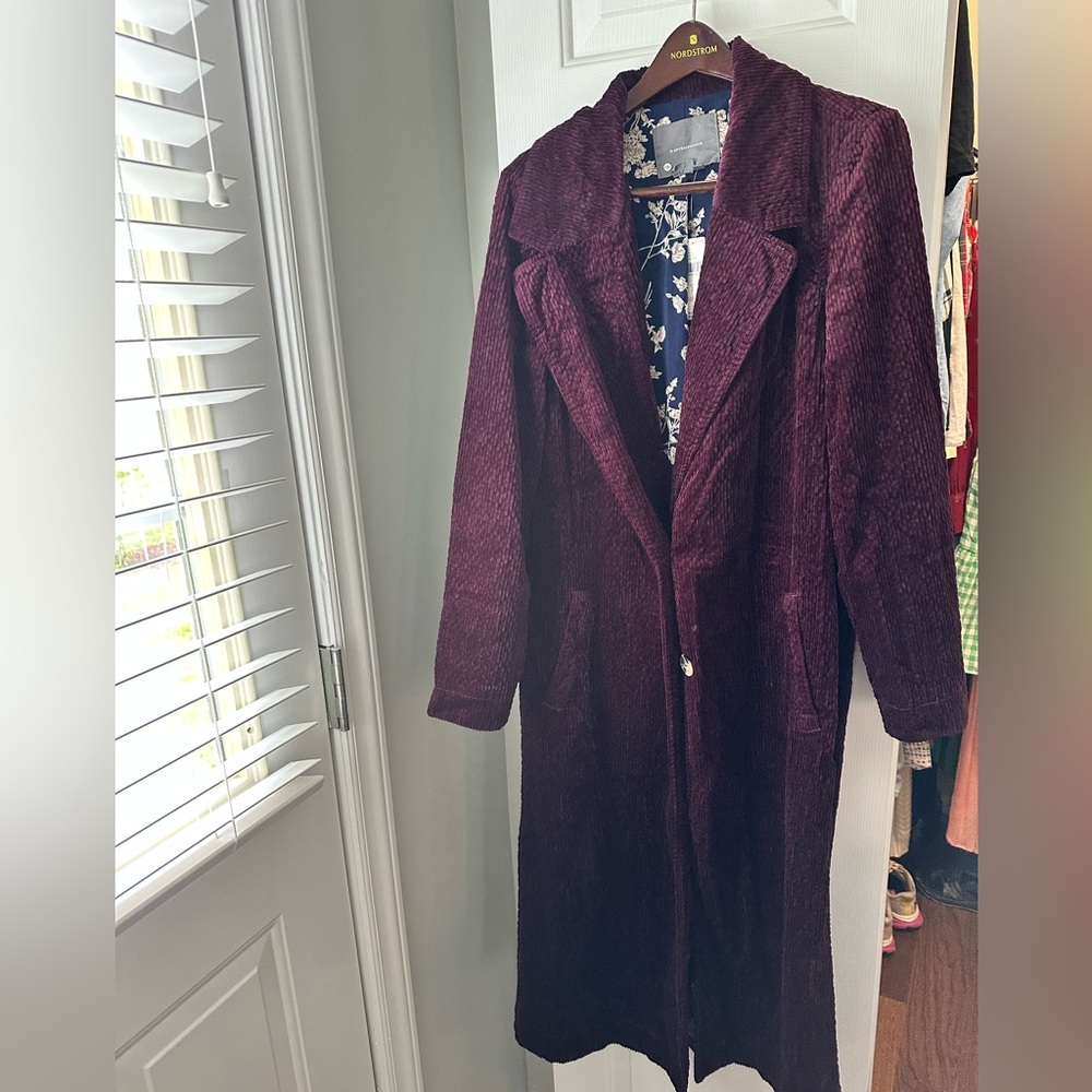 NWT deep purple/ burgundy Anthropologie corduroy coat